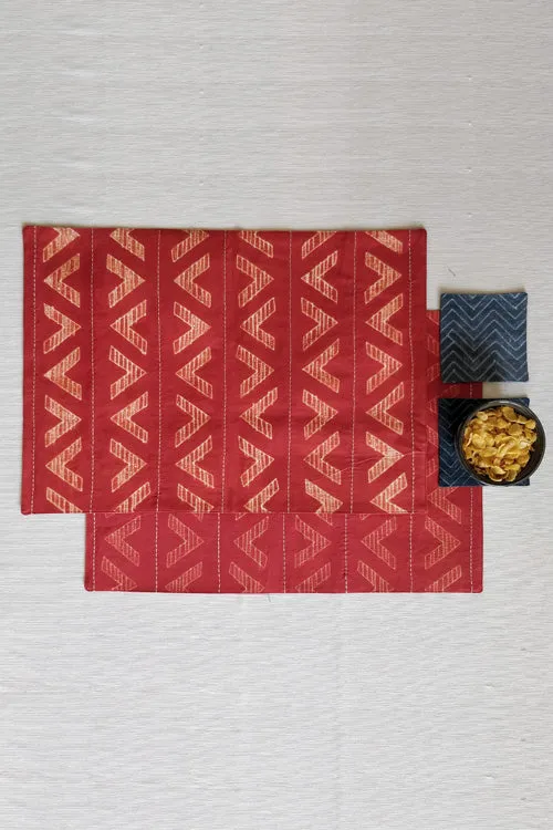 Leera Terracotta Chevron Shibori Placemat  (Set of 2)