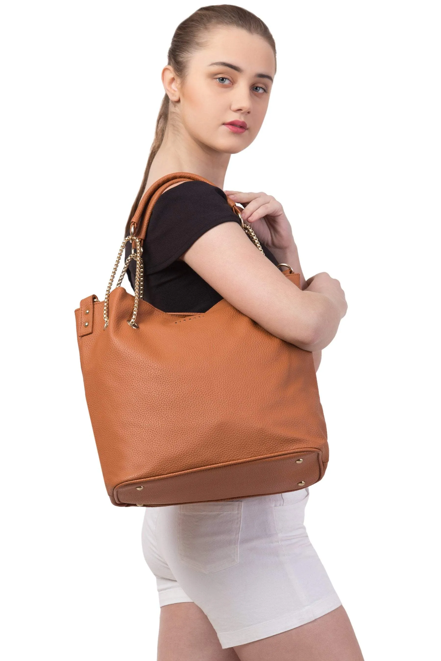 Light Brown Chain Tote Bag