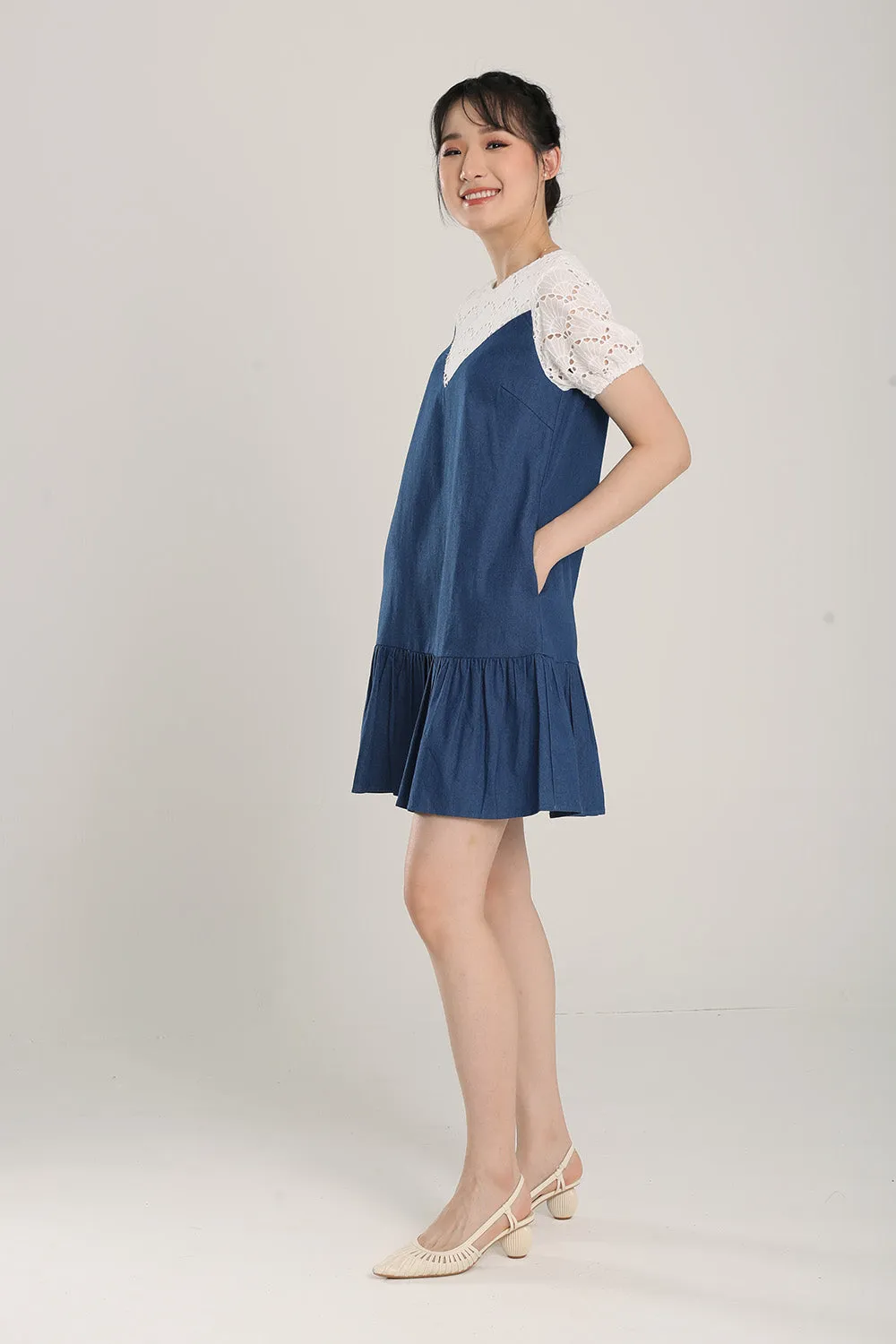 Liora Denim Dress in Dark Wash