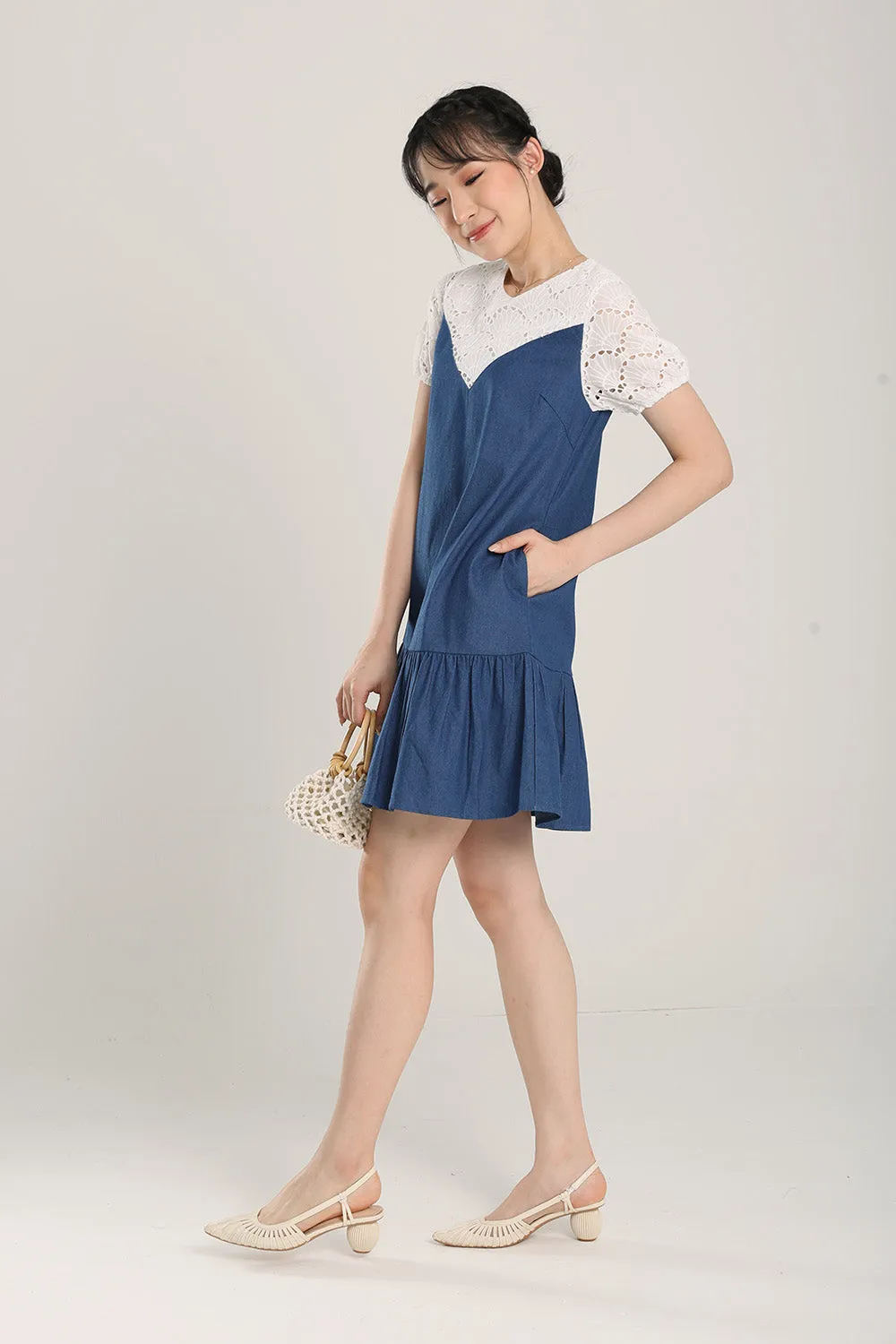Liora Denim Dress in Dark Wash