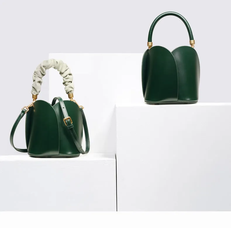 Lotus Leather Bucket Bag