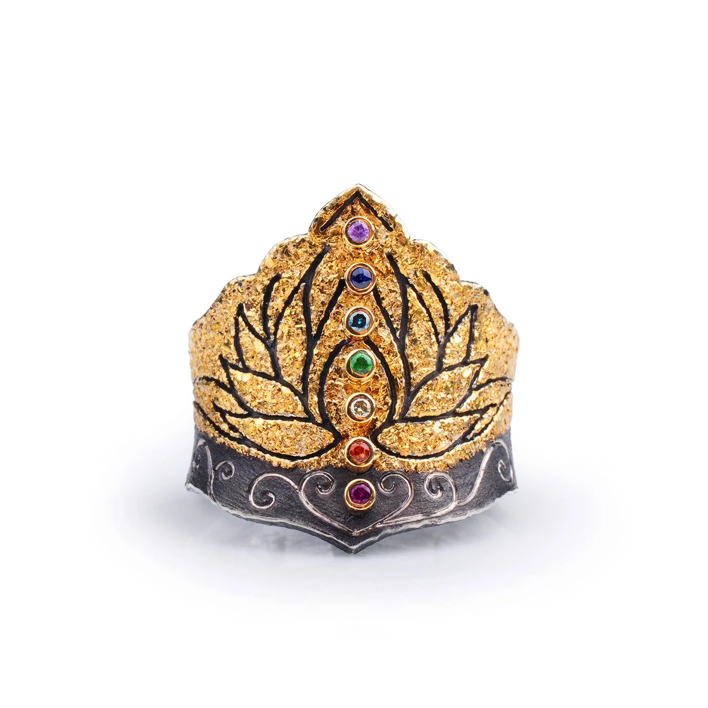 Lotus Rainbow Gemstone Ring by Margisa