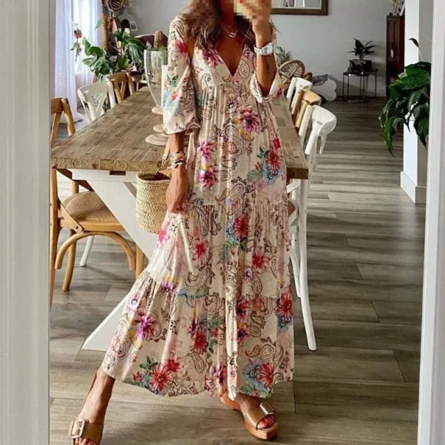 MAFIRRY Magnificent Boho Style Multi-Choice Sleeve Dress