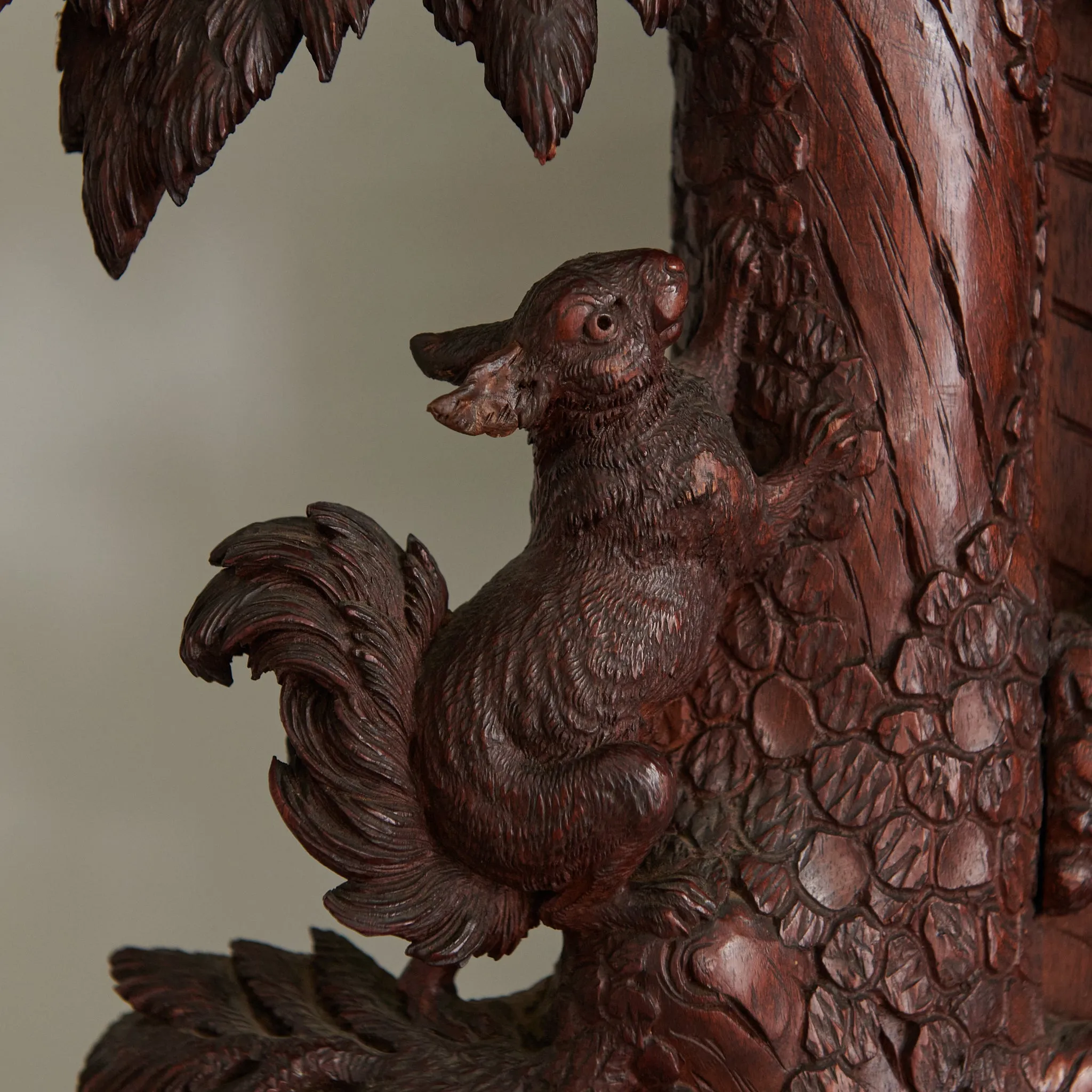 MAGNIFICENT BLACK FOREST CARVED WALNUT GRANDFATHER CLOCK