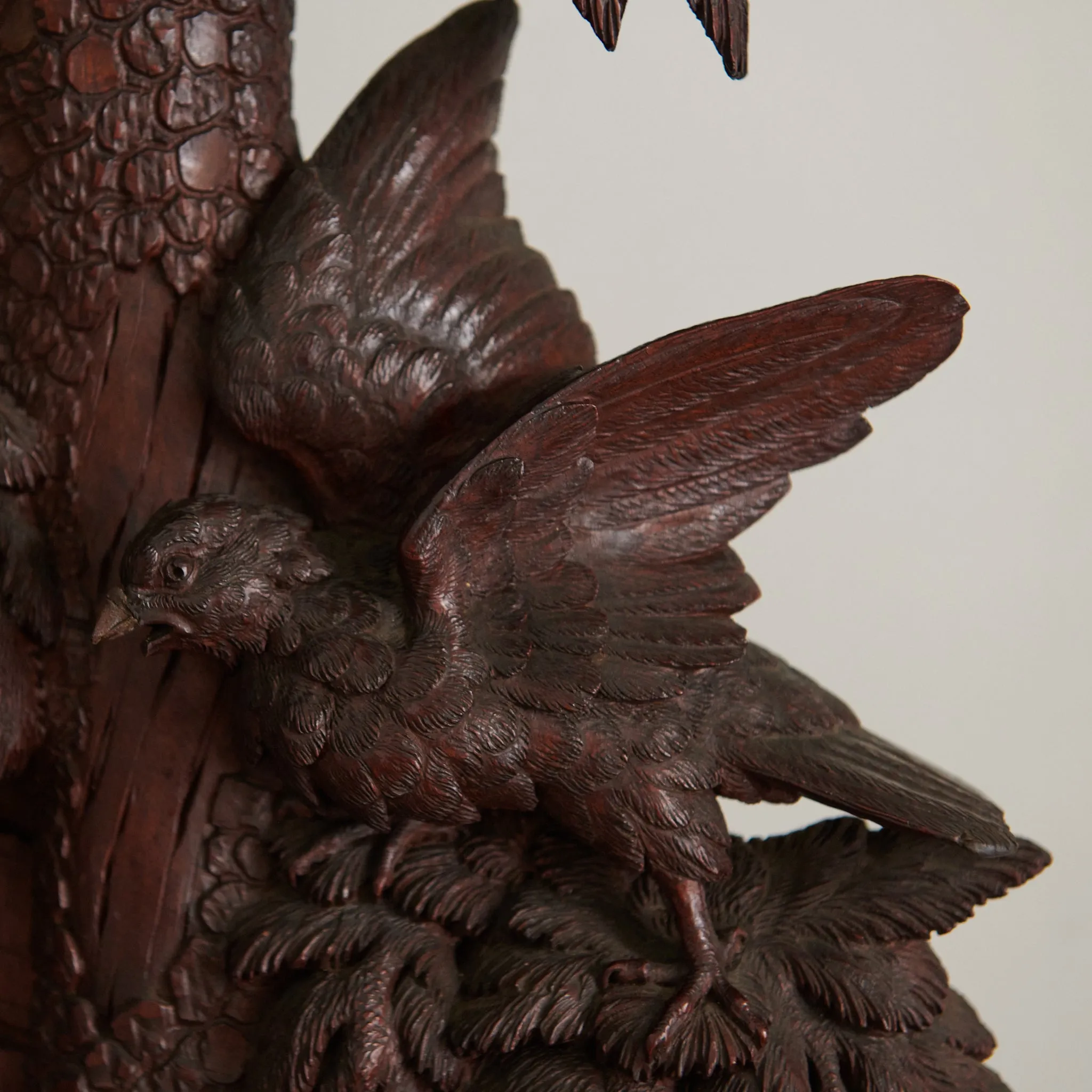 MAGNIFICENT BLACK FOREST CARVED WALNUT GRANDFATHER CLOCK
