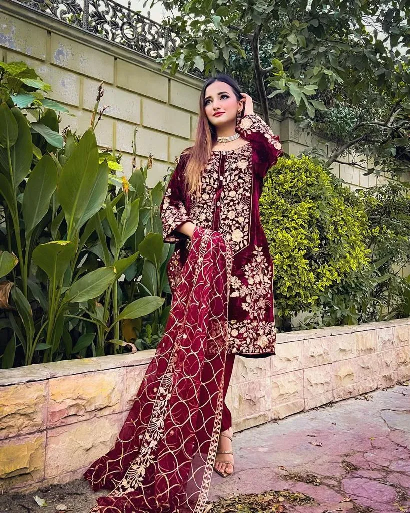 Magnificent Full Stitched Maroon Color Salwar Suit