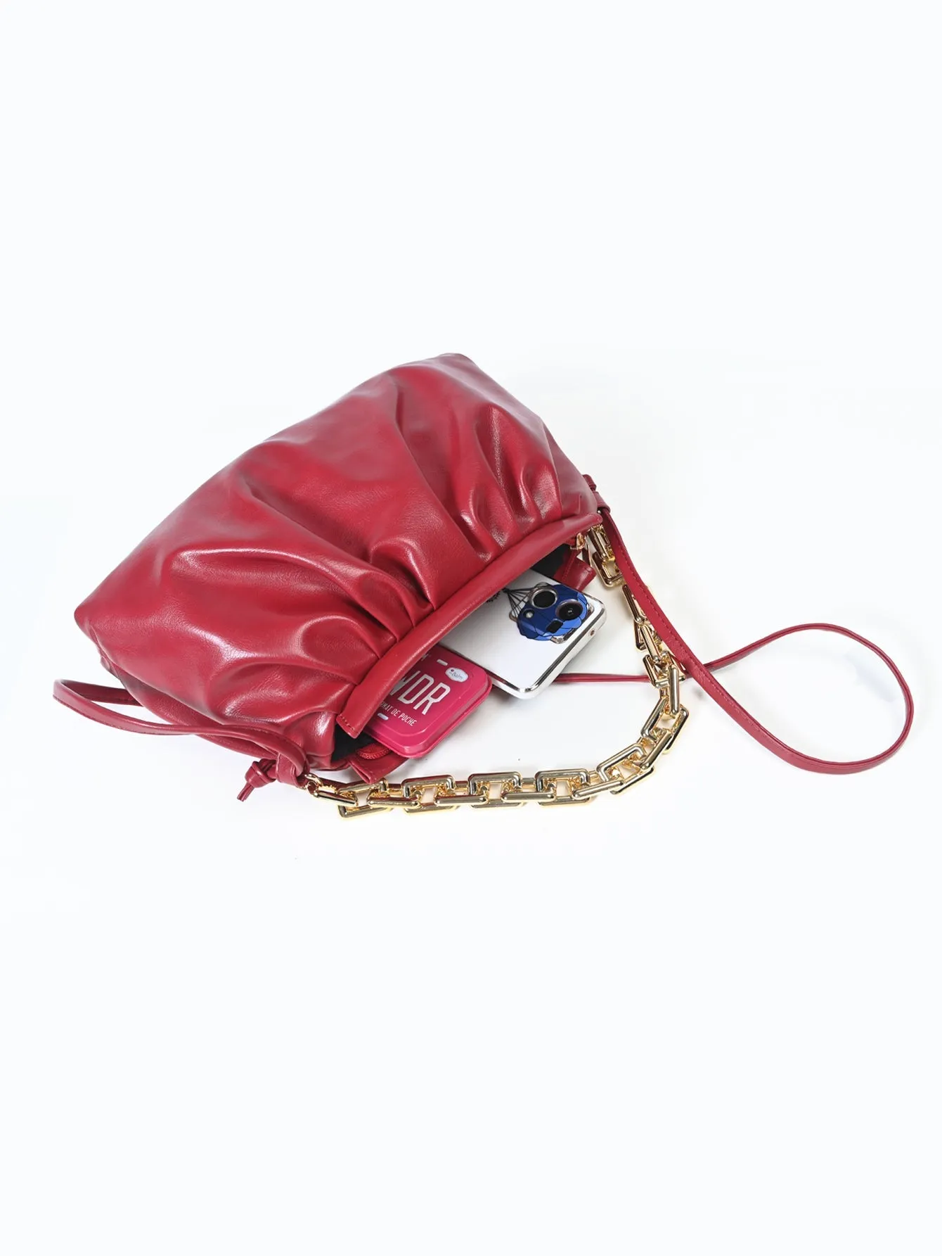 Minimalist Ruched Bag with Chain