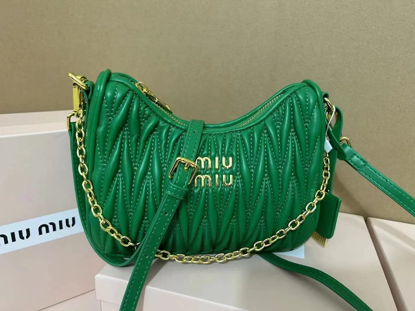 Miu Matelasse Leather Shoulder Bag
