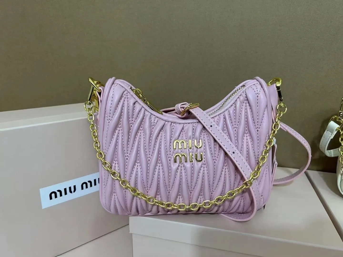 Miu Matelasse Leather Shoulder Bag