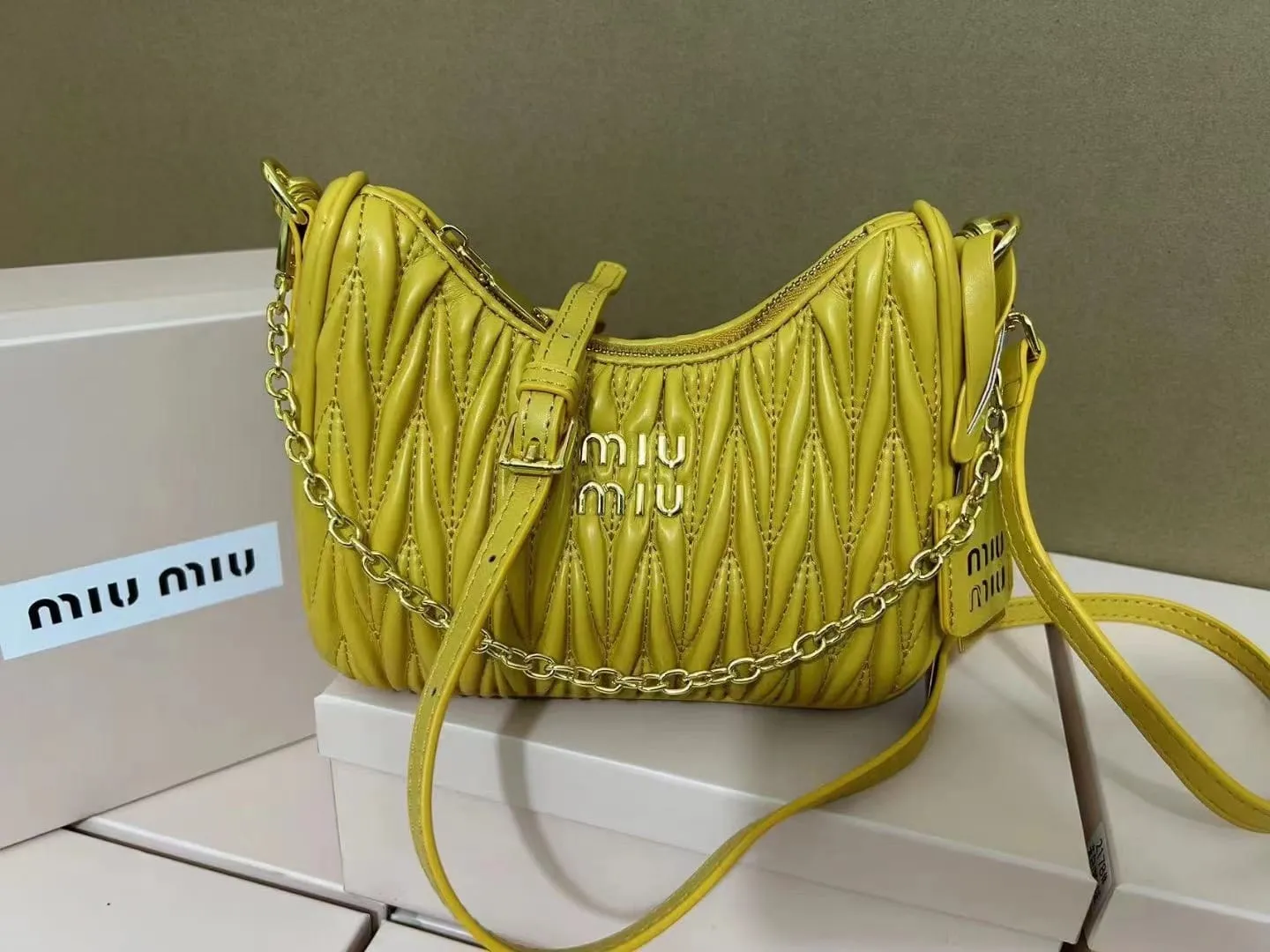 Miu Matelasse Leather Shoulder Bag