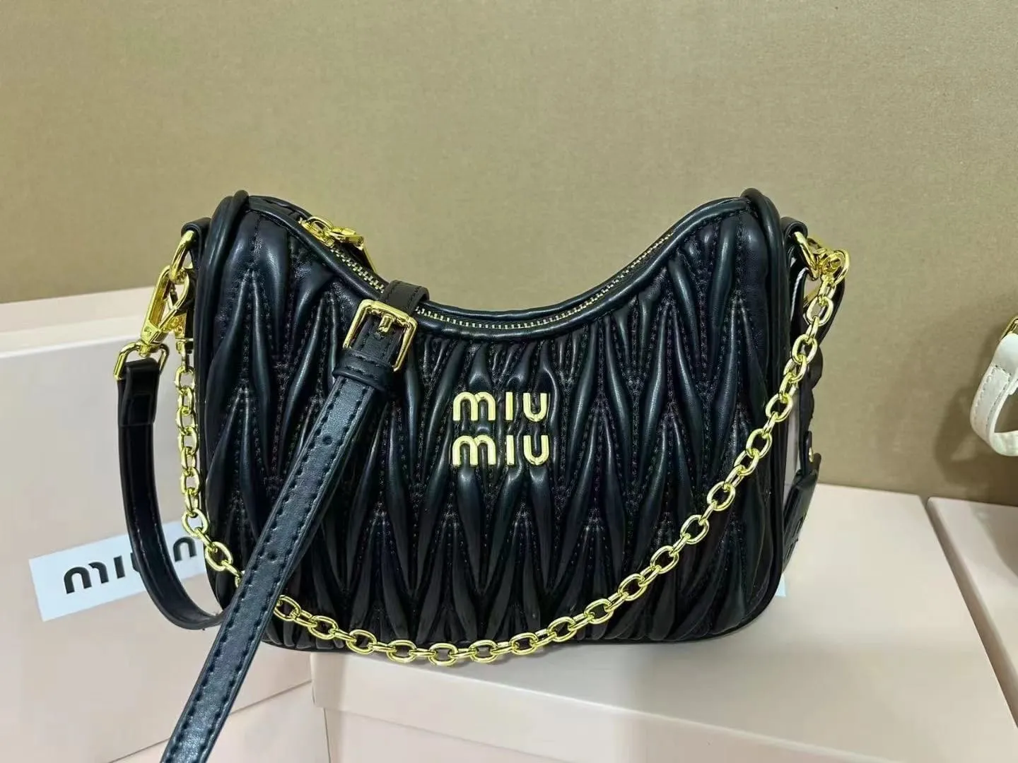 Miu Matelasse Leather Shoulder Bag