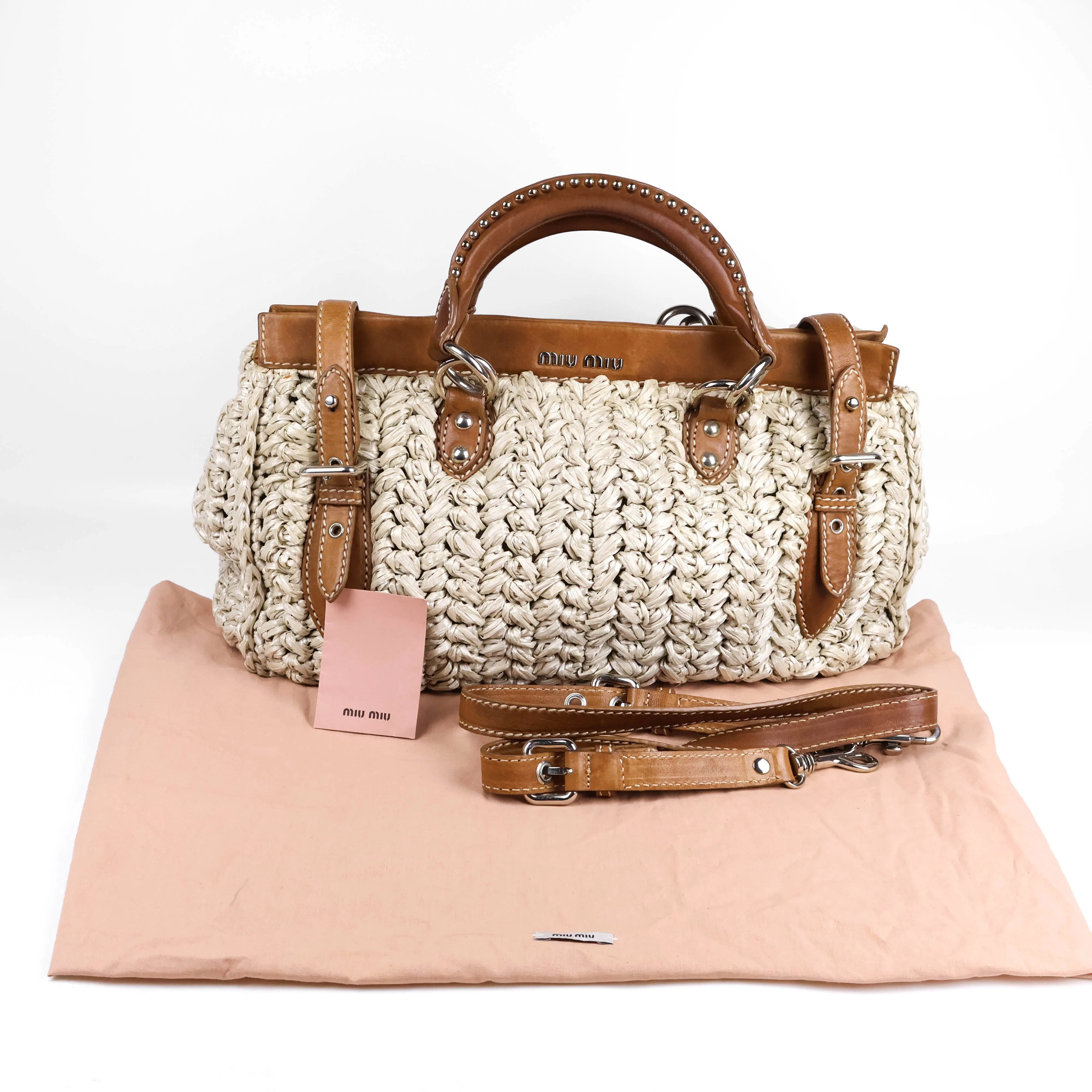 Miu Miu Raffia Top Handel Bag