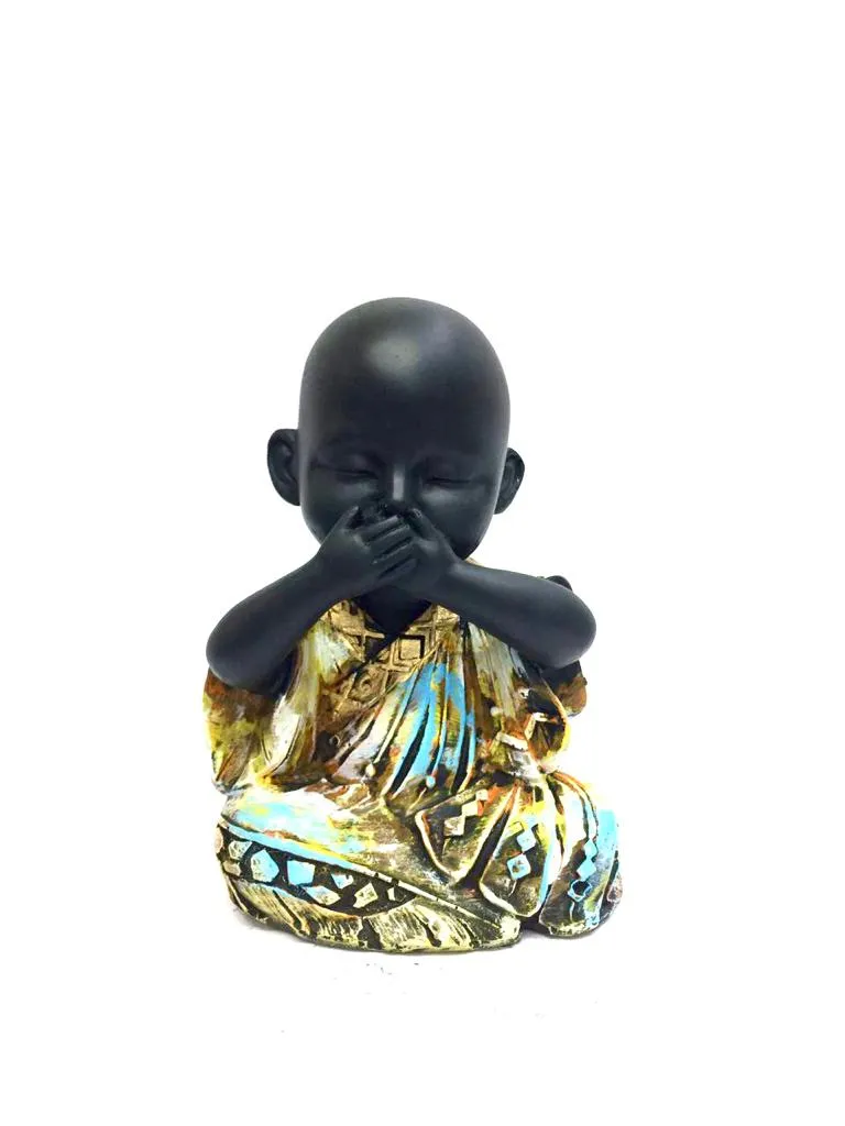 Monks In Set Of 3 Matte Black Finish Interior Spiritual Craftsmanship Tamrapatra