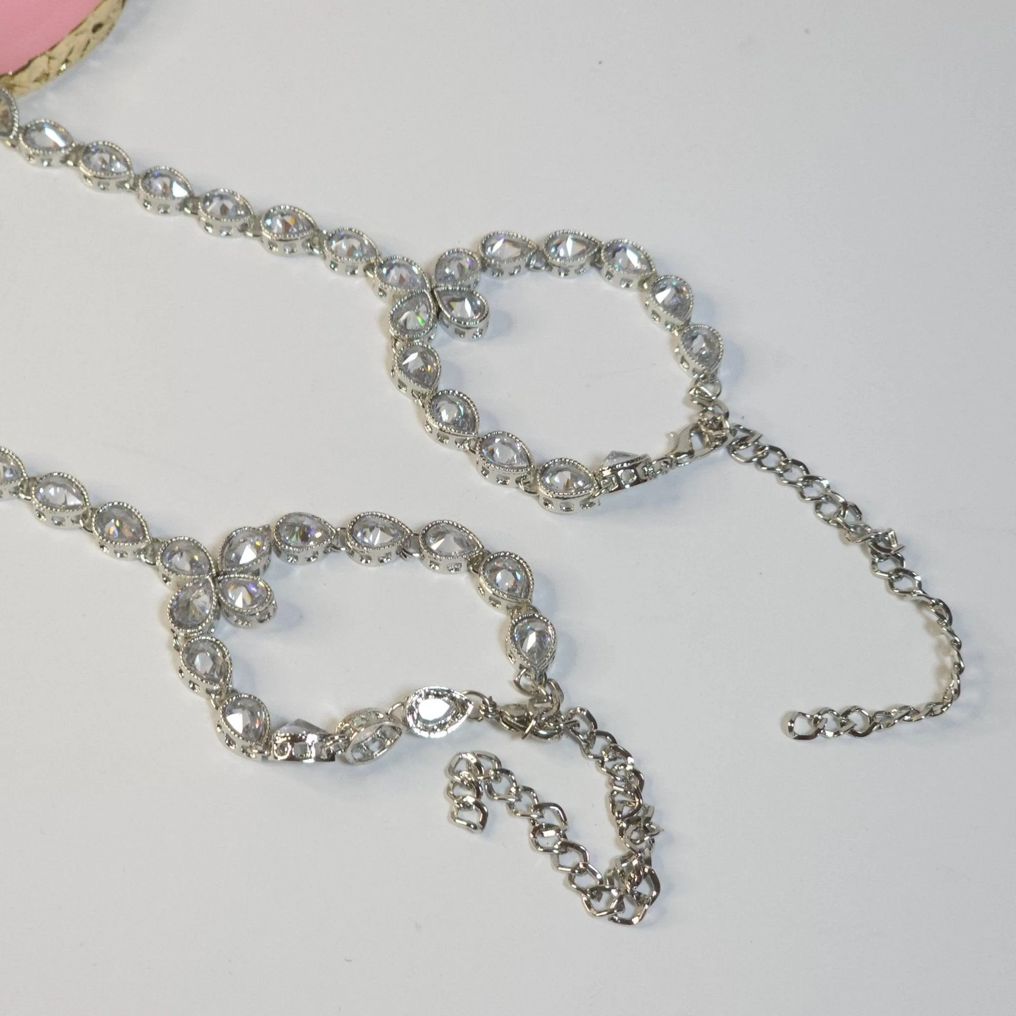 Muneera Silver Polki Tear Drop Hand Pieces