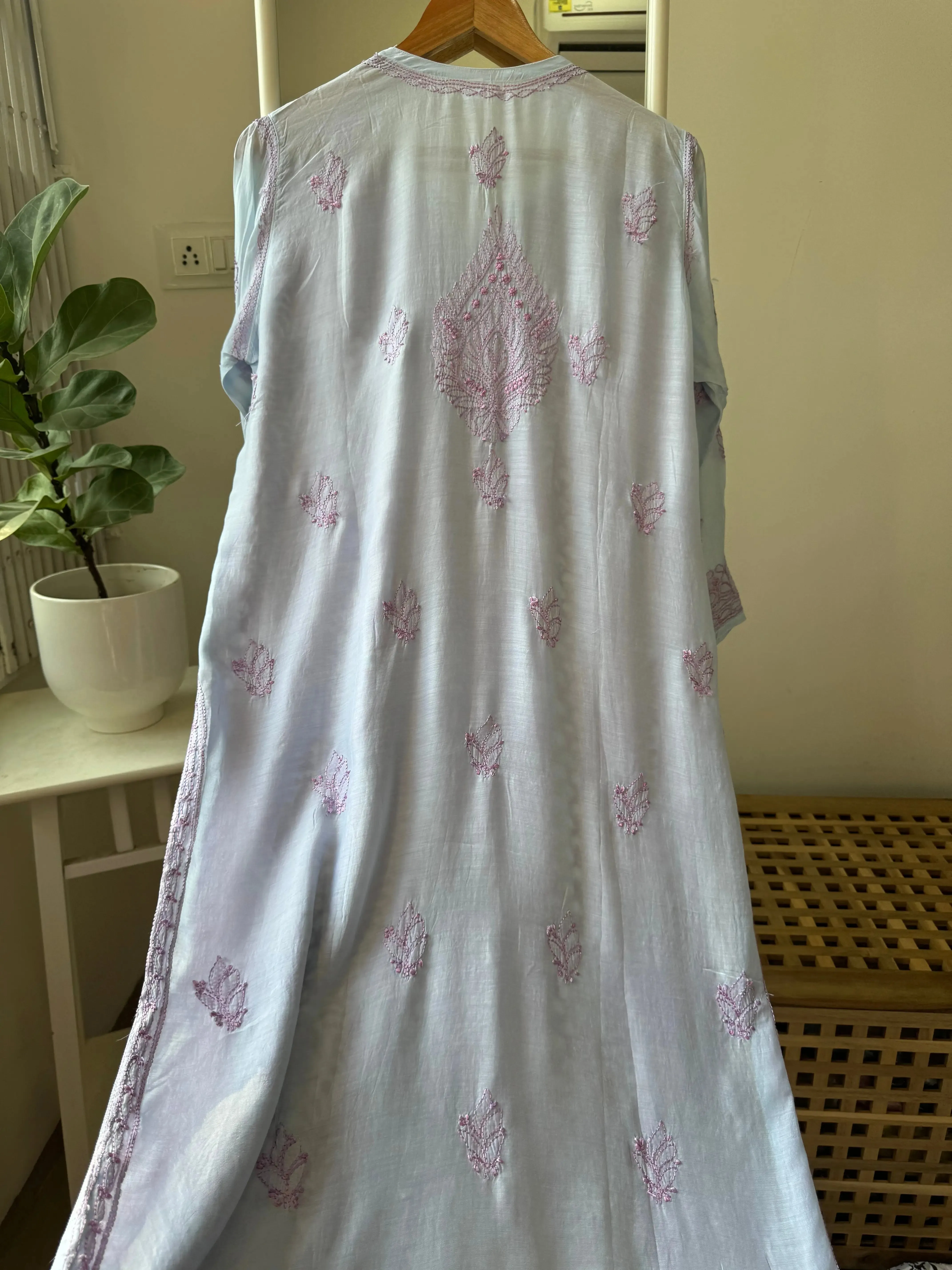 Muslin Chikankari Kurti - Blue