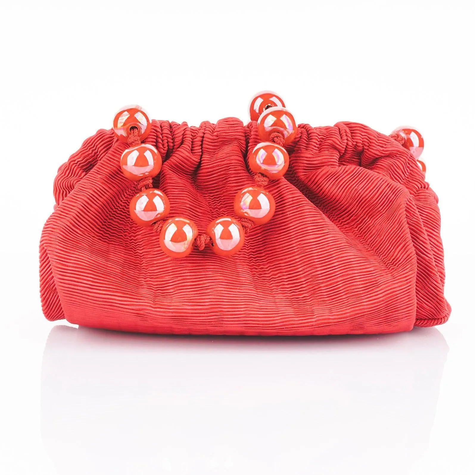 Natalia - Raso Plisse Mini Clutch Bag - Red