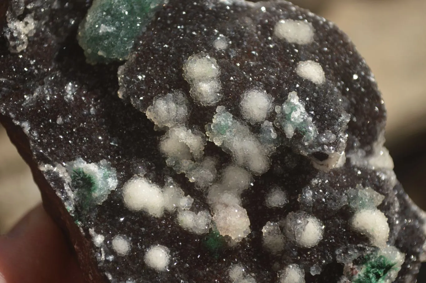 Natural Rare Ball Malachite On Drusy Quartz & Dolomite Matrix  x 3 From Likasi, Congo