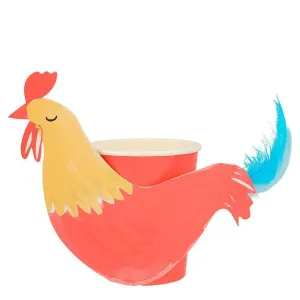 On The Farm Rooster Party Cups (set of 8)