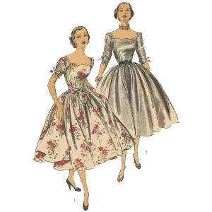 PDF - 1950's Sewing Pattern: Evening Dress with Scalloped Neckline - Multi-sizes - Instantly Print at Home