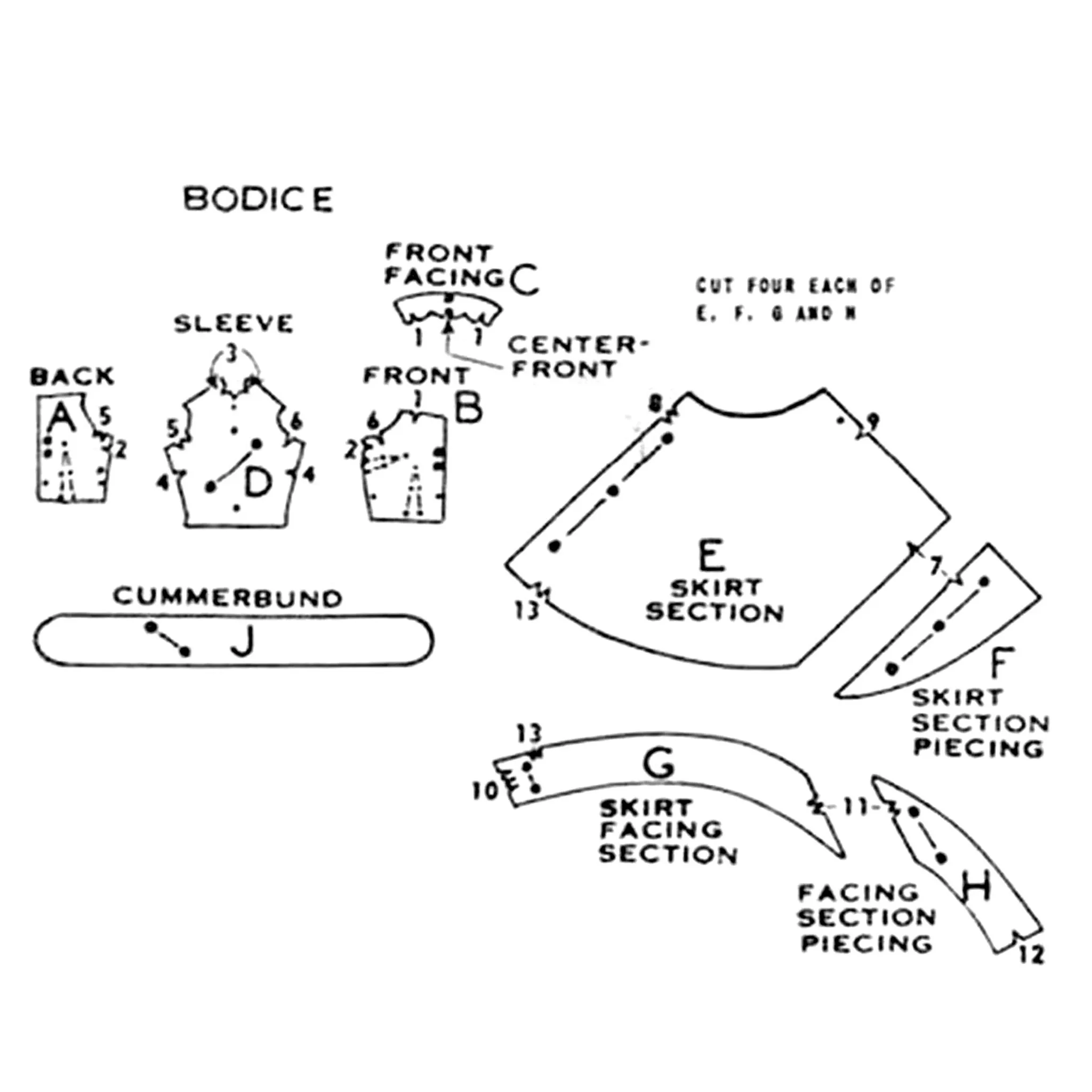 PDF - 1950's Sewing Pattern: Evening Dress with Scalloped Neckline - Multi-sizes - Instantly Print at Home