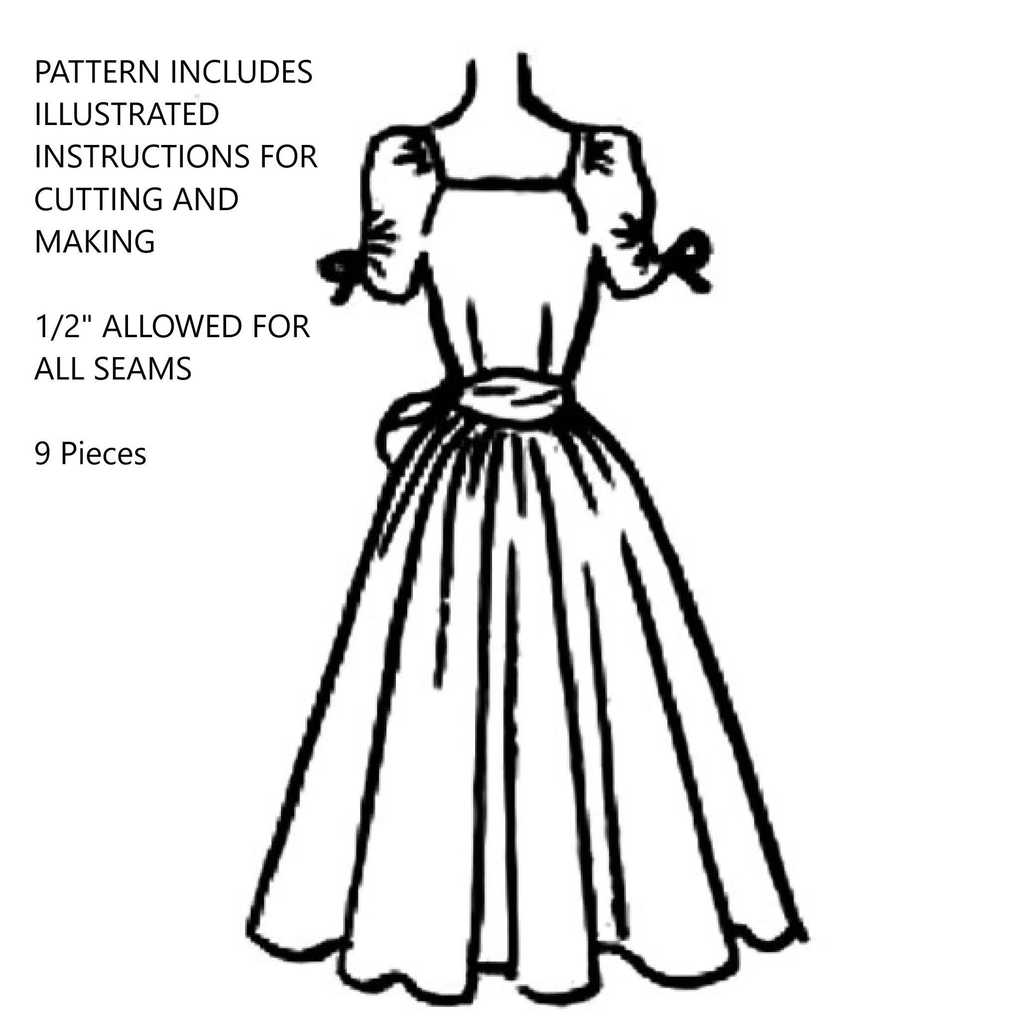PDF - 1950's Sewing Pattern: Evening Dress with Scalloped Neckline - Multi-sizes - Instantly Print at Home