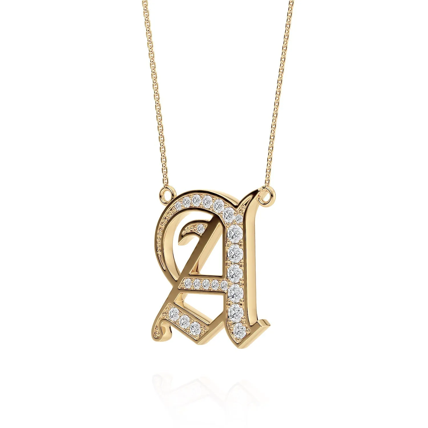 Personalized Jewelry Old London Diamond Initial Pendant