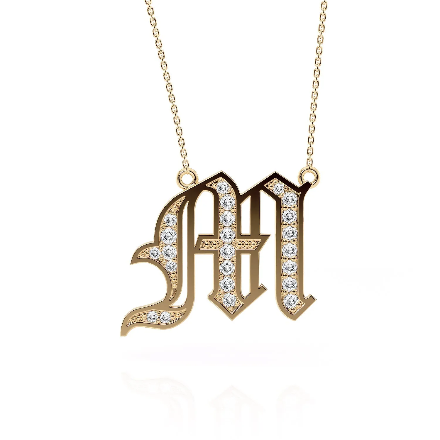 Personalized Jewelry Old London Diamond Initial Pendant