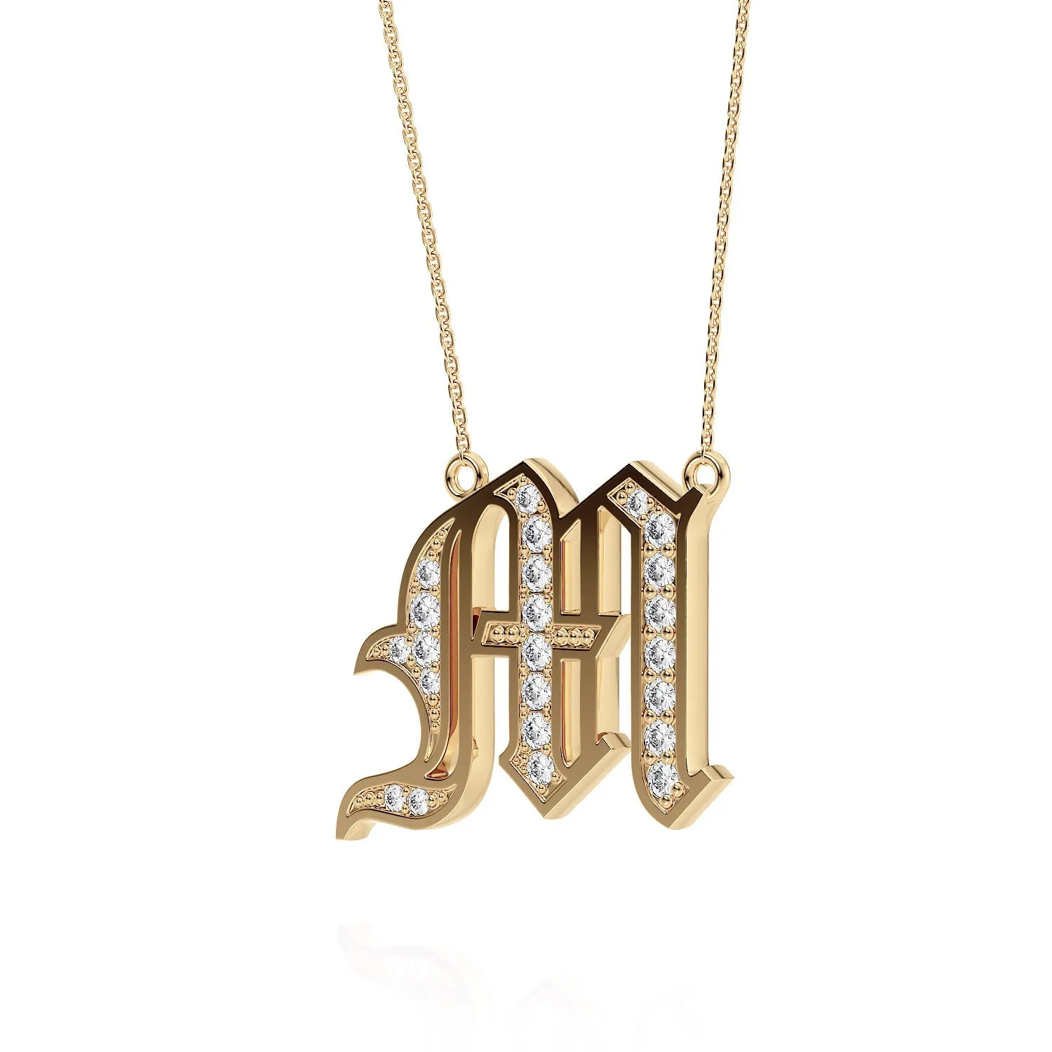 Personalized Jewelry Old London Diamond Initial Pendant