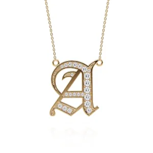 Personalized Jewelry Old London Diamond Initial Pendant