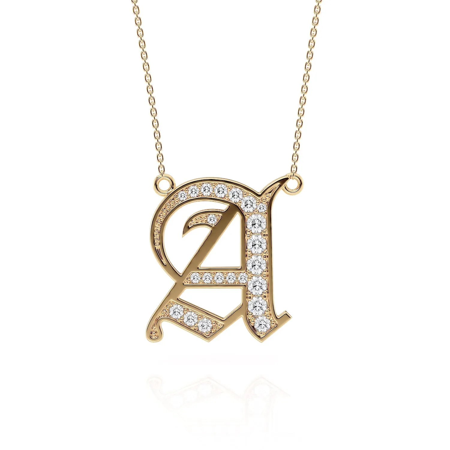 Personalized Jewelry Old London Diamond Initial Pendant