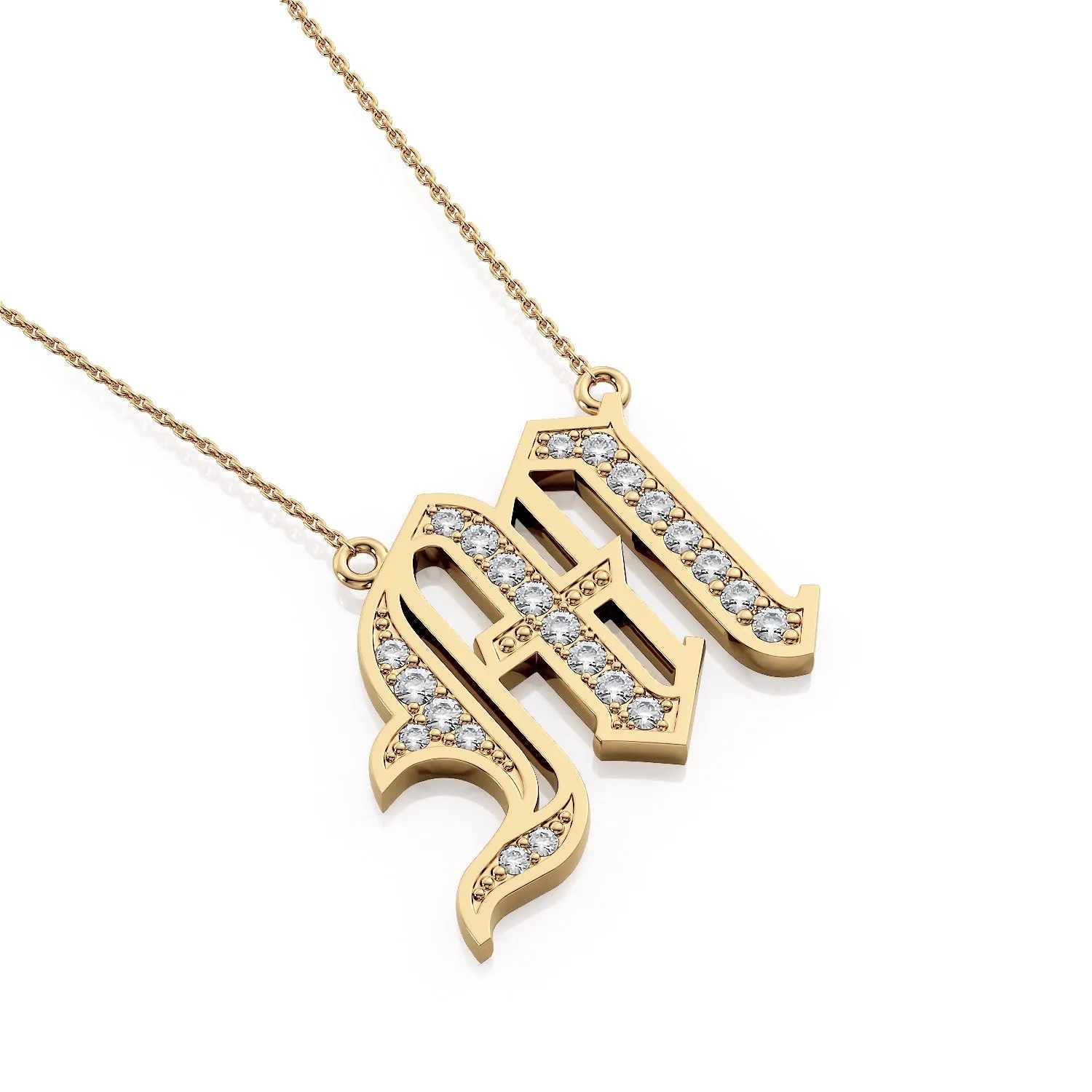 Personalized Jewelry Old London Diamond Initial Pendant
