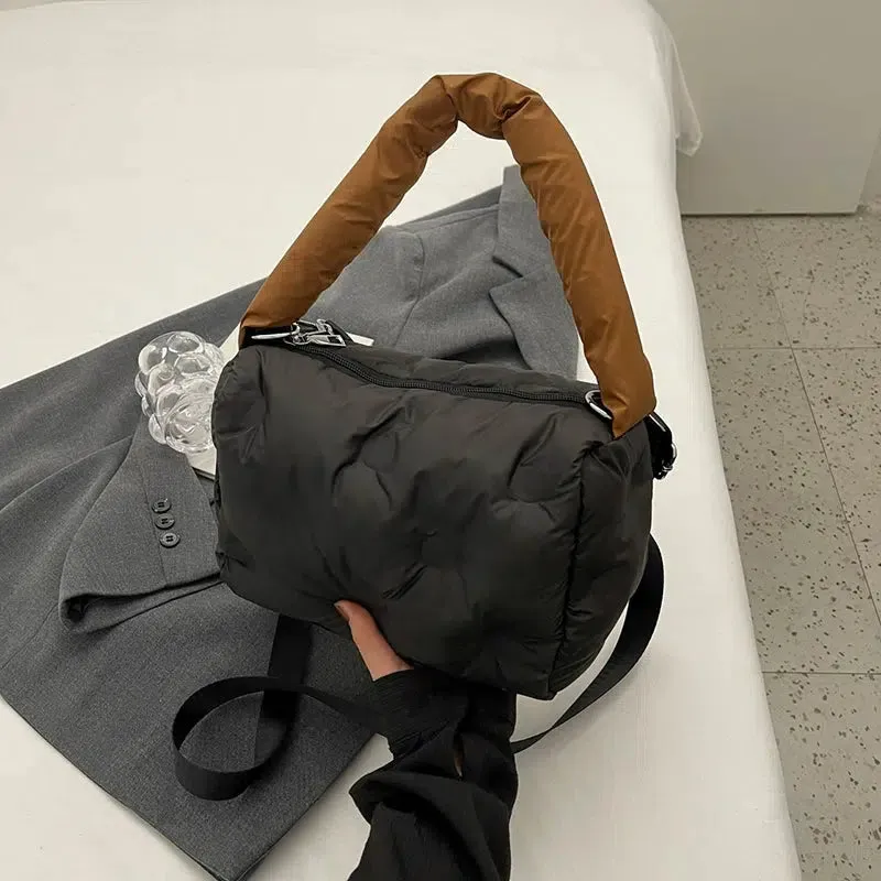 Plush Keychain Quilted Shoulder Bag