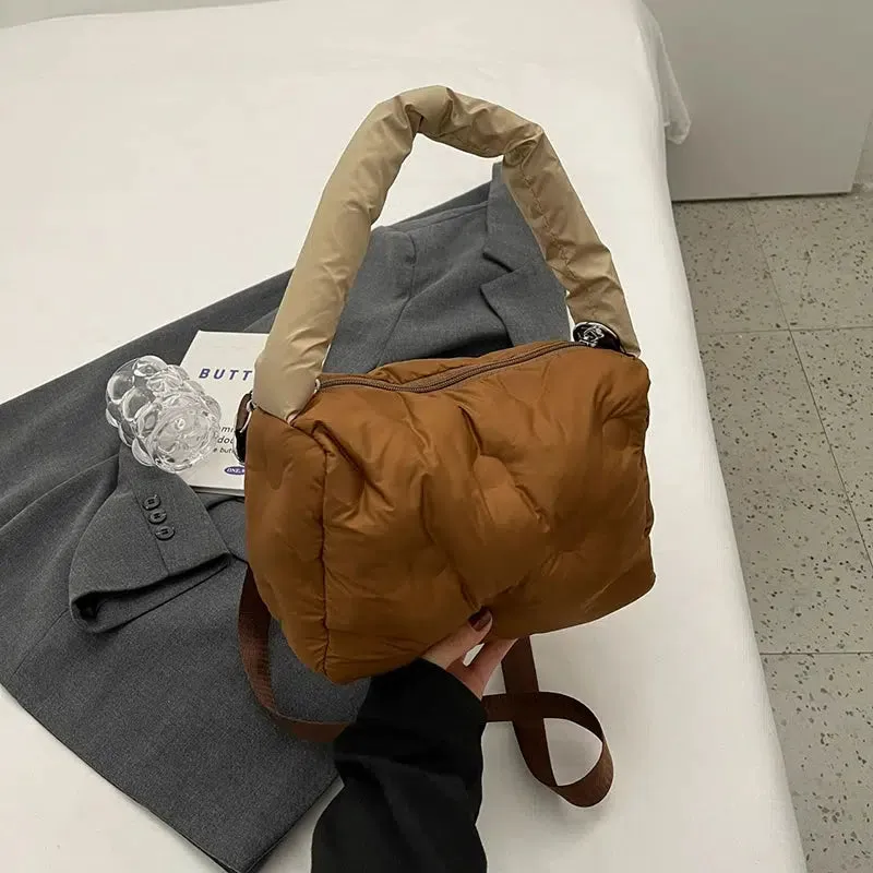 Plush Keychain Quilted Shoulder Bag
