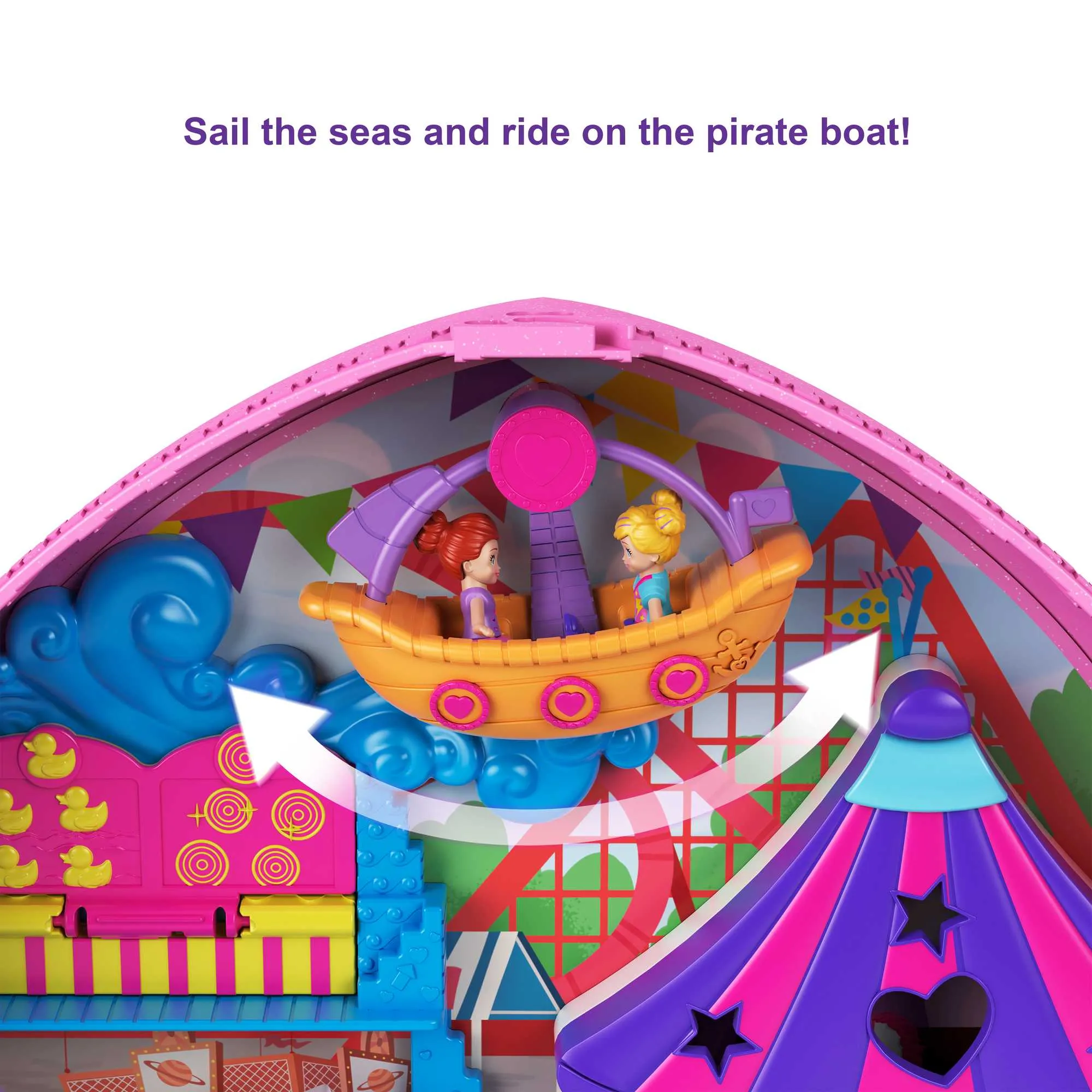 Polly Pocket Travel Toys, Backpack Playset And 2 Dolls, theme Park