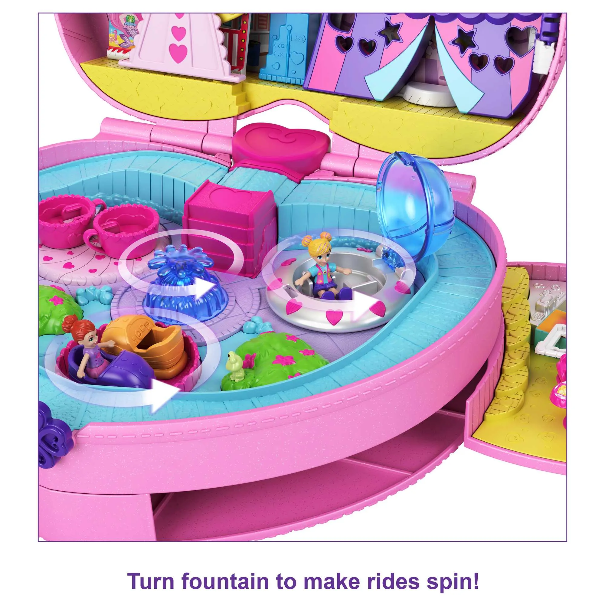 Polly Pocket Travel Toys, Backpack Playset And 2 Dolls, theme Park
