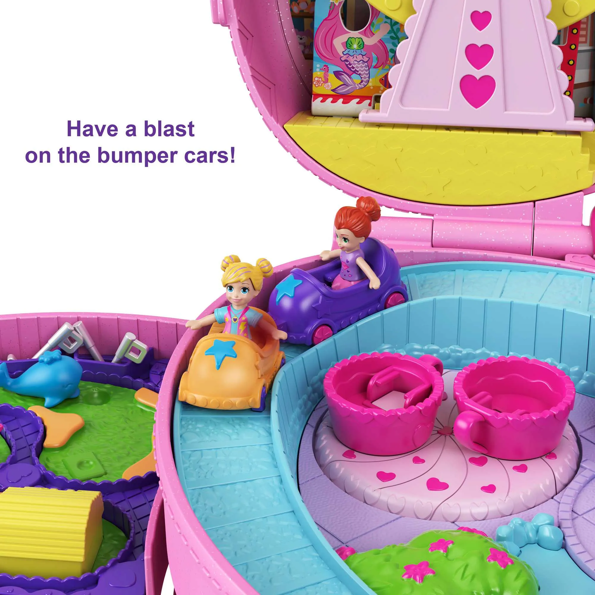 Polly Pocket Travel Toys, Backpack Playset And 2 Dolls, theme Park