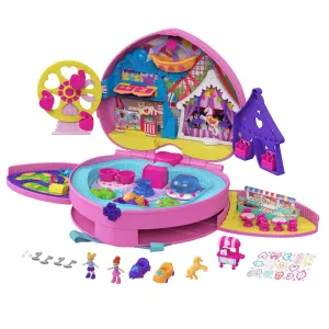 Polly Pocket Travel Toys, Backpack Playset And 2 Dolls, theme Park