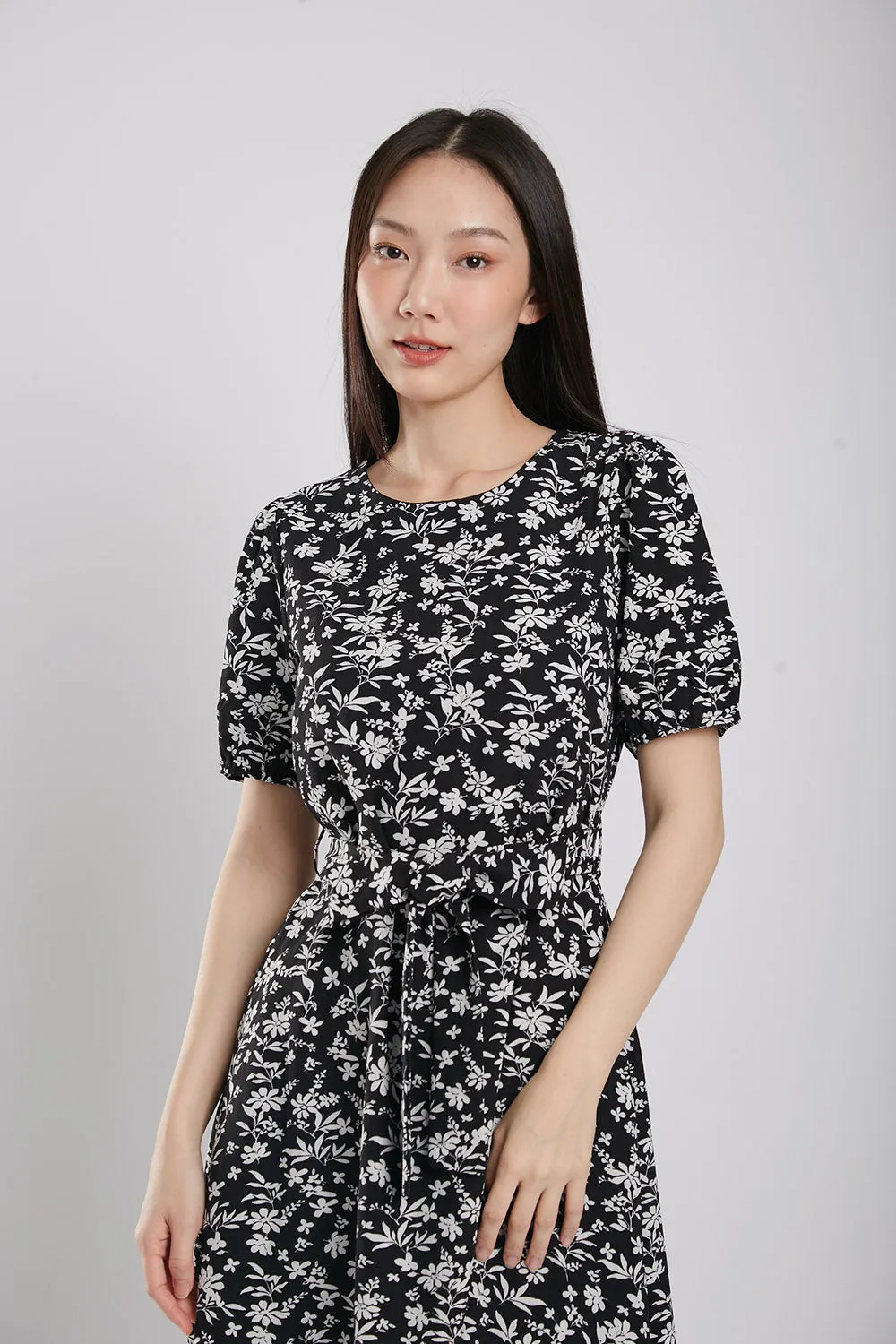 Quintessa Maxi Dress in Black Floral Print