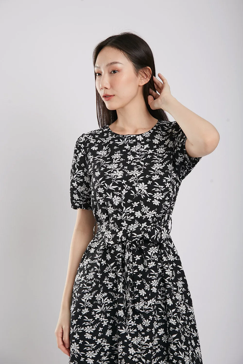 Quintessa Maxi Dress in Black Floral Print
