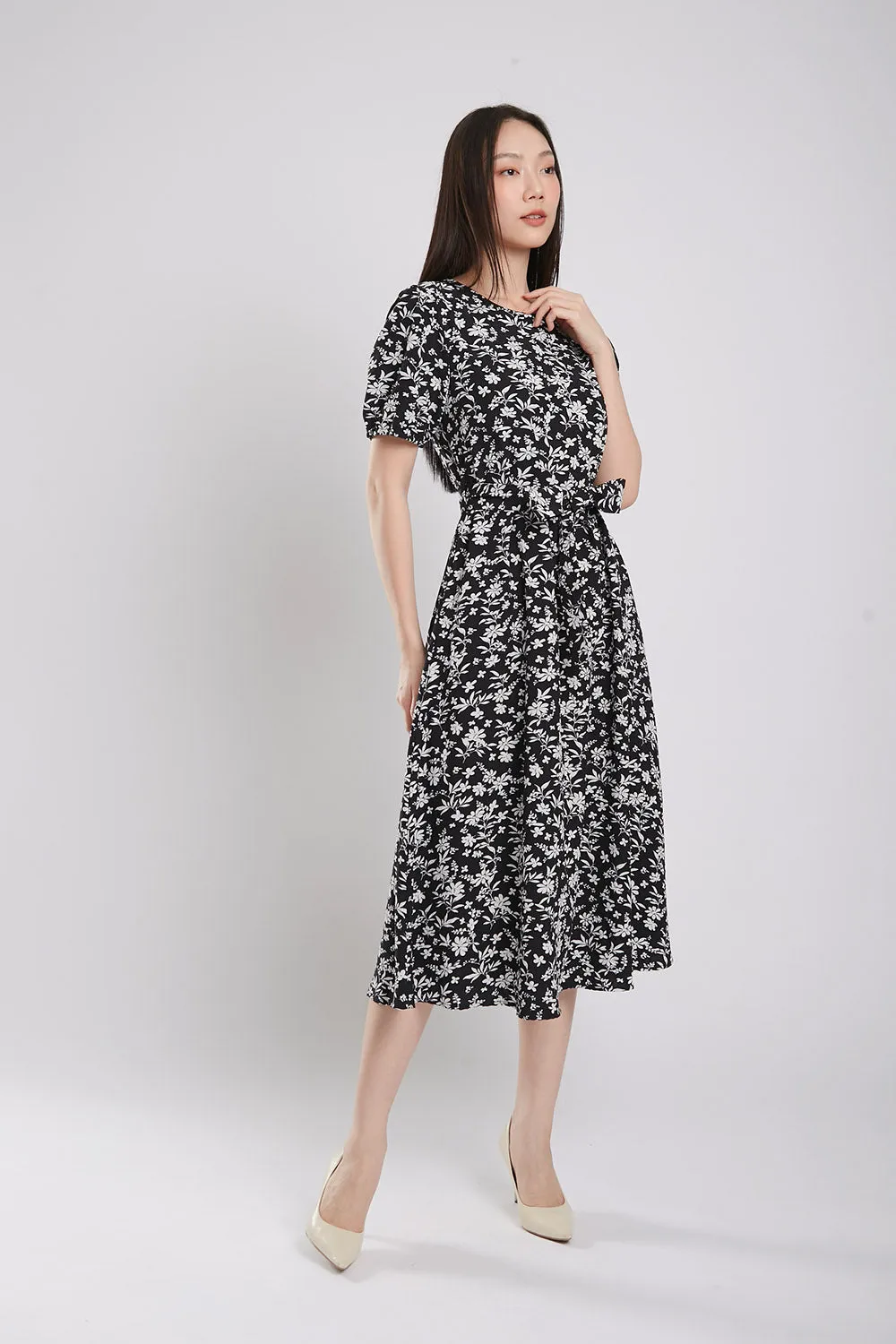 Quintessa Maxi Dress in Black Floral Print