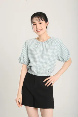 Rania Top in Sage Gingham
