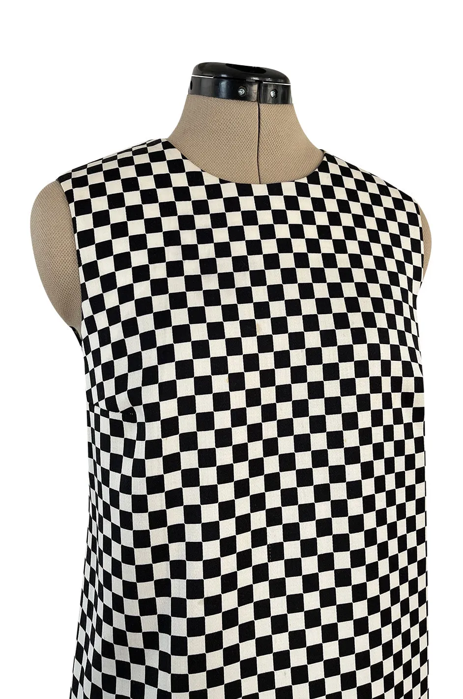 Rare Fall 1995 Gianni Versace Runway & Ad Campaign Black & White Check Shift Dress