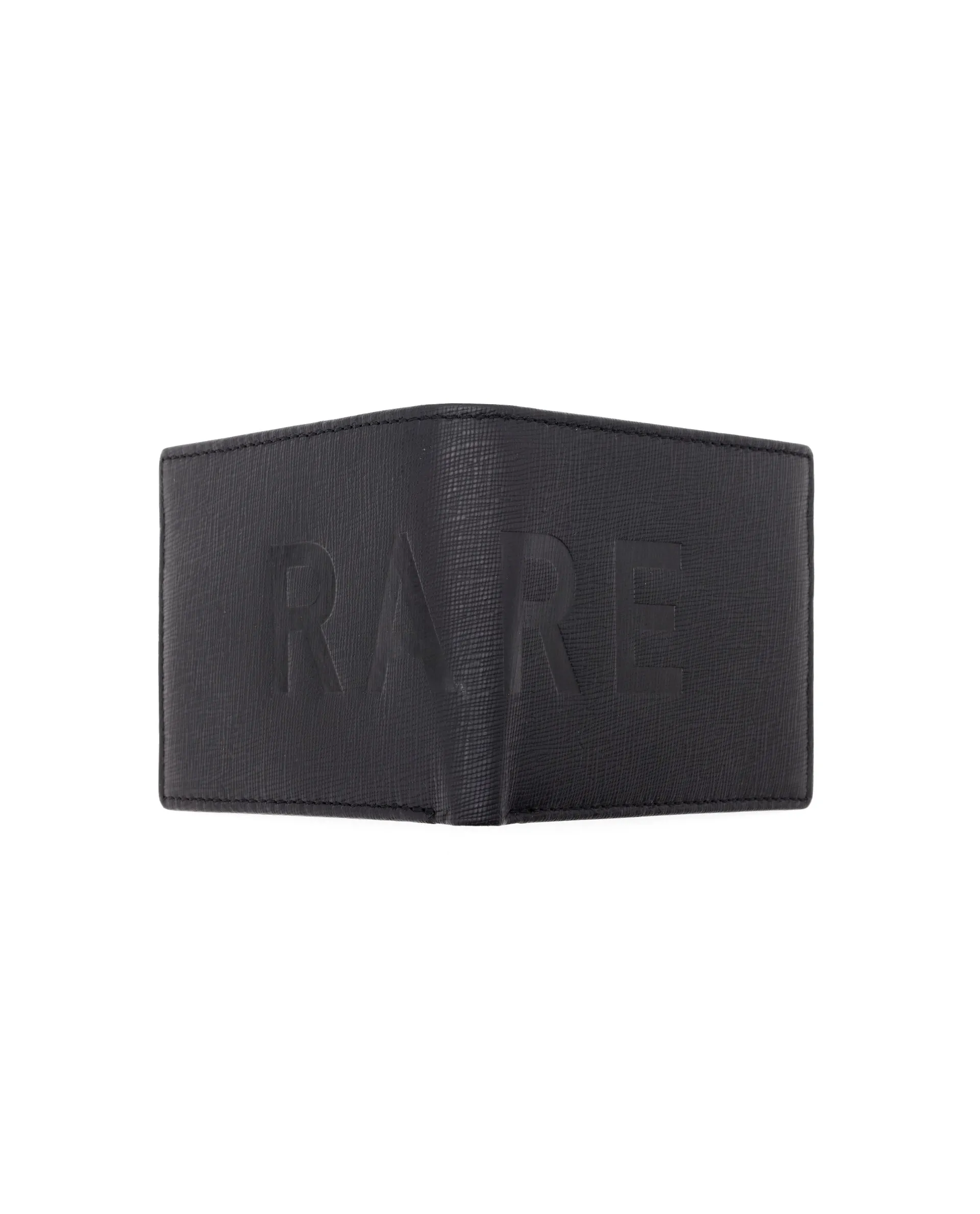 Rare Rabbit Men's Camp Black Bi Fold Slim RFID Embossed Wallet