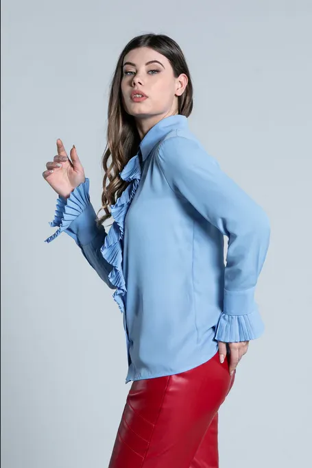 Relish Camicia da donna manica lunga Grosy Plissè RDA2203009030 1747 cashmere blue