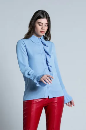 Relish Camicia da donna manica lunga Grosy Plissè RDA2203009030 1747 cashmere blue