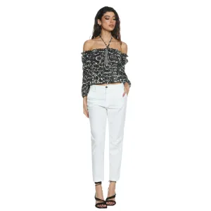 Relish Pantalone da donna CAROL_1 vita media chino slim fit gabardine RDP2407016029 latte