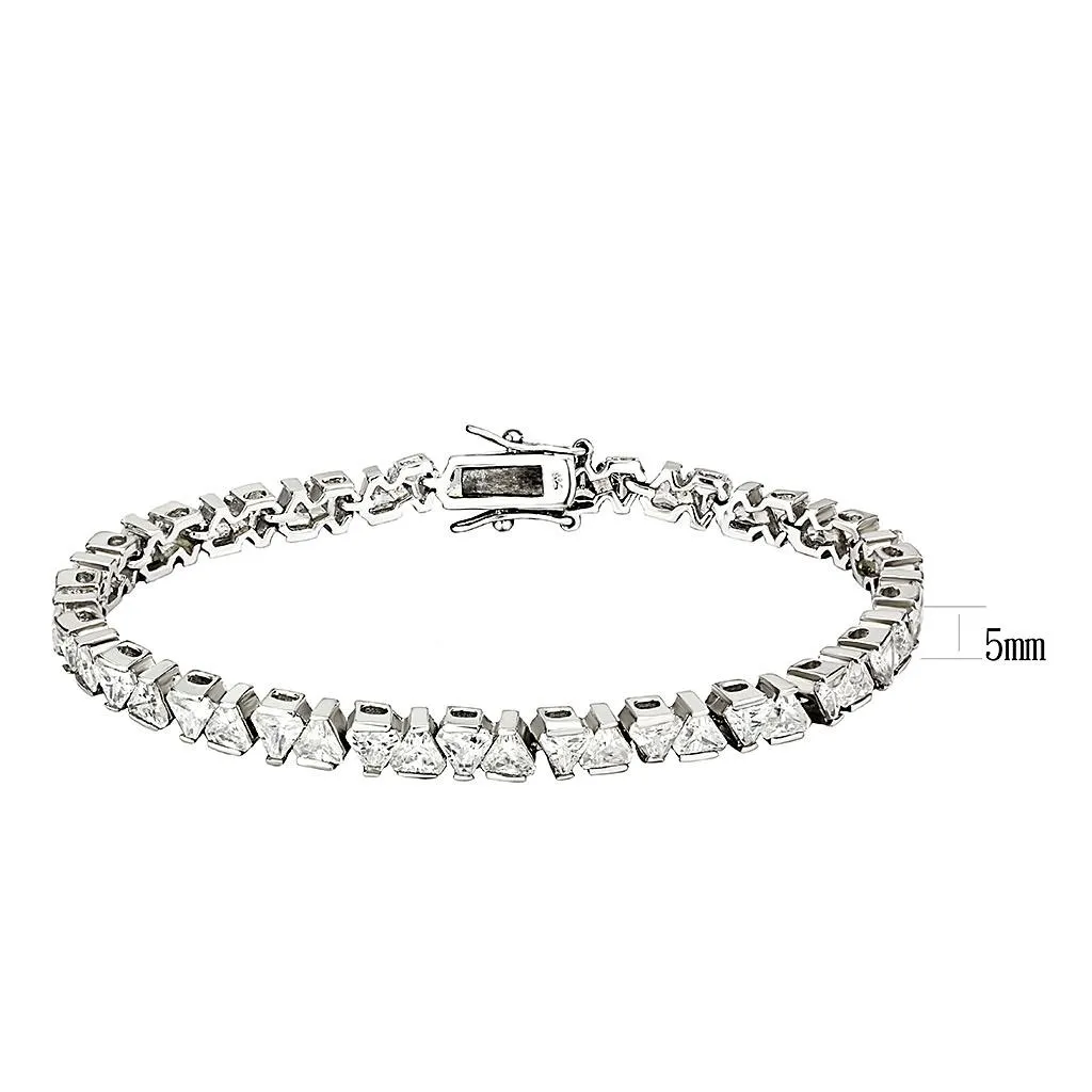 Rhodium Brass Bracelet with AAA Grade CZ in Clear for Women Style 47302