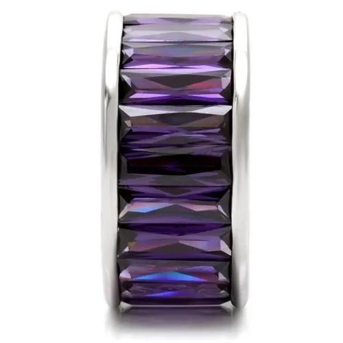 Rhodium Brass Ring with AAA Grade CZ in Amethyst for Women Style 0W128