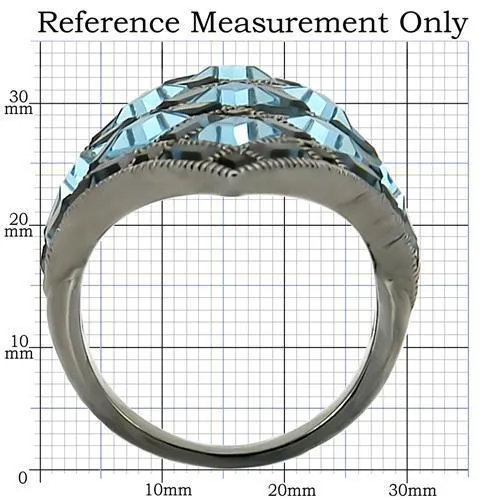 Ruthenium Brass Ring with Top Grade Crystal in Sea Blue for Women Style 0W235