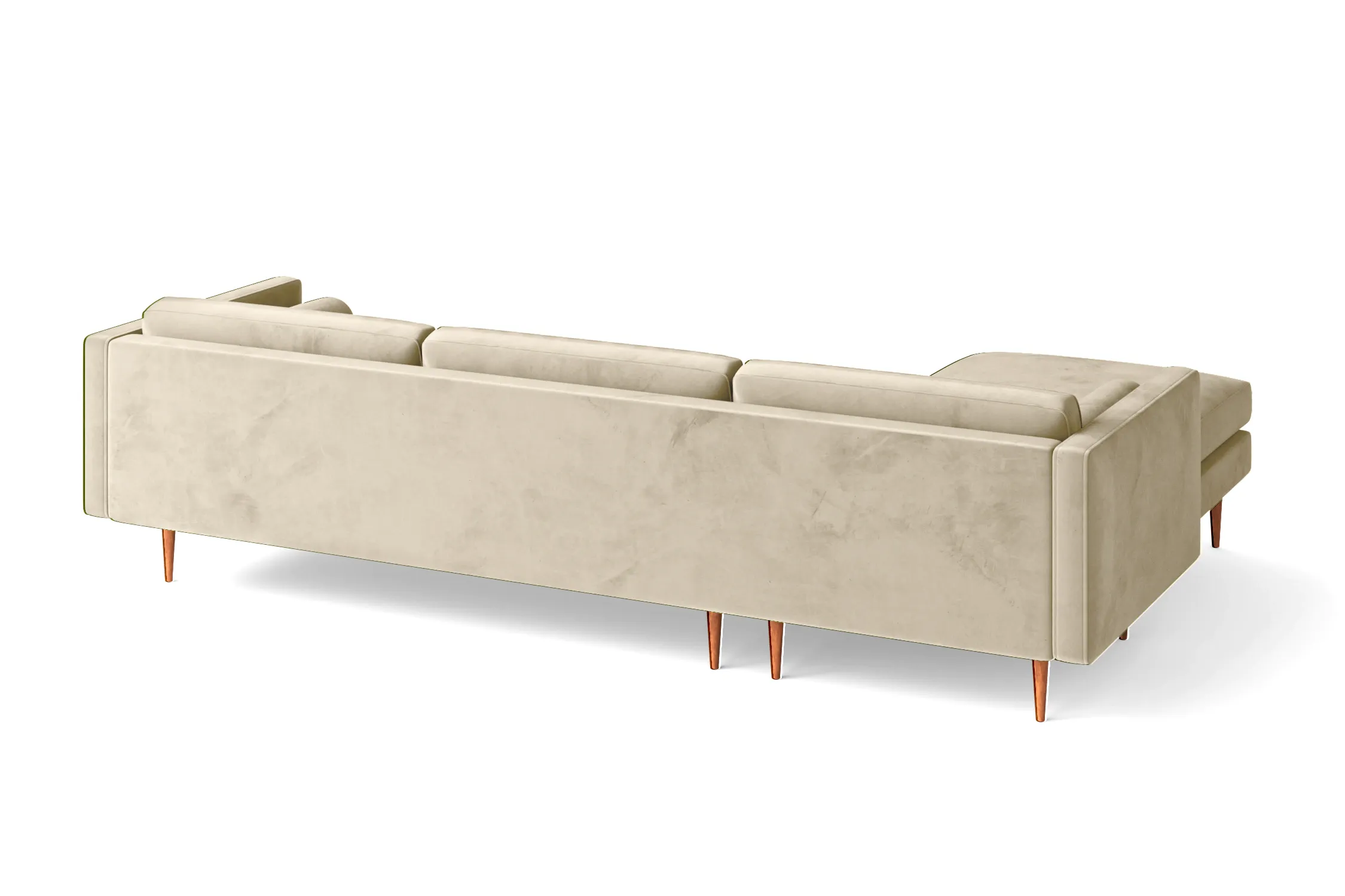 Salerno 3 Seater Left Hand Facing Chaise Lounge Corner Sofa Cream Velvet